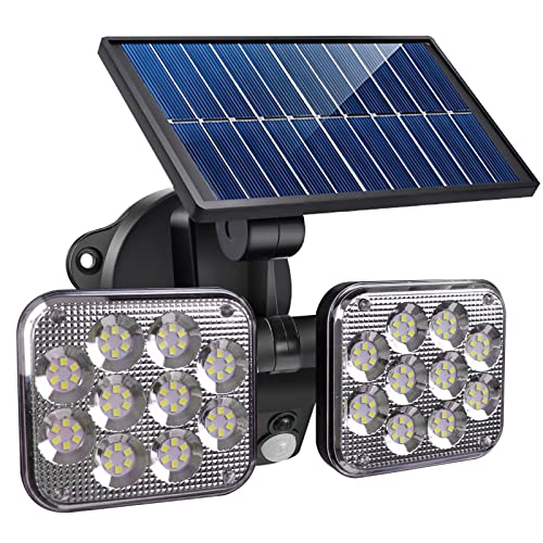 EXTRASTAR Luz solar exterior para exteriores, 120 LEDs, 7 W, 500 Lm, 3 modos, impermeável, com sensor de movimento, luz branca fria 6500 K, ângulo de iluminação ajustável para terraço, varanda,