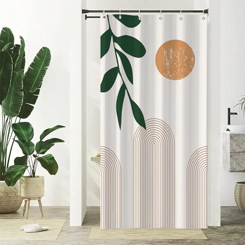 Ttincceer Cortina de banho estreita cortina de casa de banho boémia palmeira cortina de casa de banho decorativa cortina de casa de banho retro medieval cortina de banho de postos de média tamanho 90