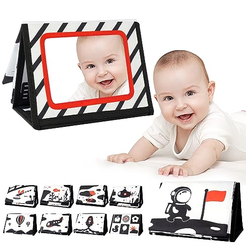 Aolso Brinquedos Montessori para recém-nascidos, bebé com livro sensoriais preto e branco, dobrávellivro de tecido com padrão de contraste, brinquedos sensoriais para bebés recém-nascidos meninas