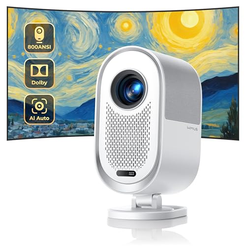 Projetor [AI Auto/Dolby] Projetor de 33000 lúmenes 4K suporte Auto Focus/Keystone, WiFi6 Bluetooth projetor portátil 4k Full HD 1080P totalmente selado altifalante 20 W Zoom 50%, projetor para iOS