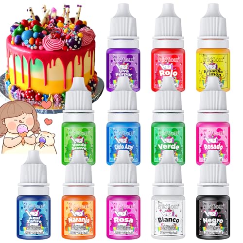 Corantes alimentares de substituição, Fidton 12 cores corante alimentar gel de alta concentração, conjunto de corantes alimentares para Cupcake, 6 ml