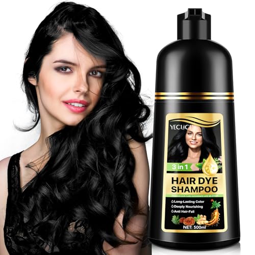 Hair Dye Shampoo 3 em 1 Cobertura de cabelos (5 cores), Hair Dye Shampoo 3 em 1, cor natural, champô de cor instantânea para o cabelo, para homens e mulheres