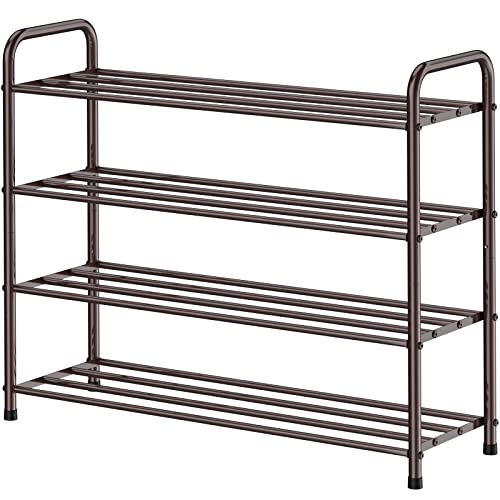 FANHAO Sapato de 4 níveis, 100% aço inoxidável, organizador de armazenamento para sapatos, 12 pares para armário, entrada, quarto, (bronze)