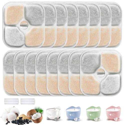 16 filtros de fonte de gatos e 2 mangueiras, para fonte Cat Pixi, o filtro de fonte para gatos é composto de carvão ativado, resina de troca iónica e tecido não tecido, filtro de alta eficiência