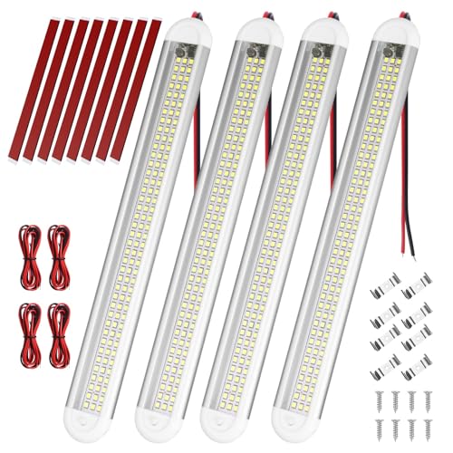 URAQT Iluminação interior do carro LED, 12 V - 85 V 8 W LED barra de luz interior com interruptor, 4 peças 120 LED 6500 K tubo candeeiro de carro para veículos, Caravana, RV, barco, campismo, armários