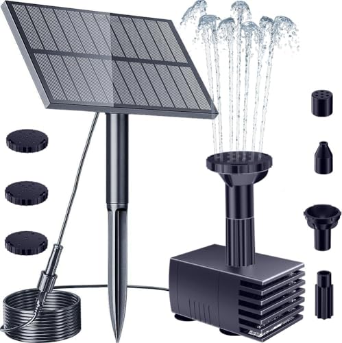 Biling Bombas solares de fonte solar para exteriores, bomba de lagoa, fonte solar para exteriores, com filtro, bomba solar para fontes, 6 boquilhas para banhos de colibri, lagoa, piscina