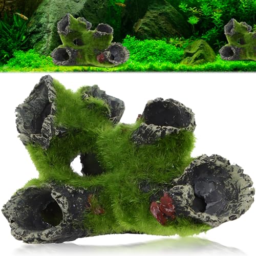 HPiano Decoração para aquário, caverna aquário decoração, tronco oco decorativo de poliéster, ornamento para aquário de gruta, peixes, tanque, acessórios para aquário, acessórios para esconder