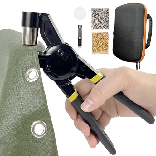 HAPDEN Rebitador de ilhoses, kit de ilhós de metal de 10 mm para lona e tecido, conjunto de ilhós para lonas com 200 ilhós (Ø 10 mm) e kit de ferramentas.