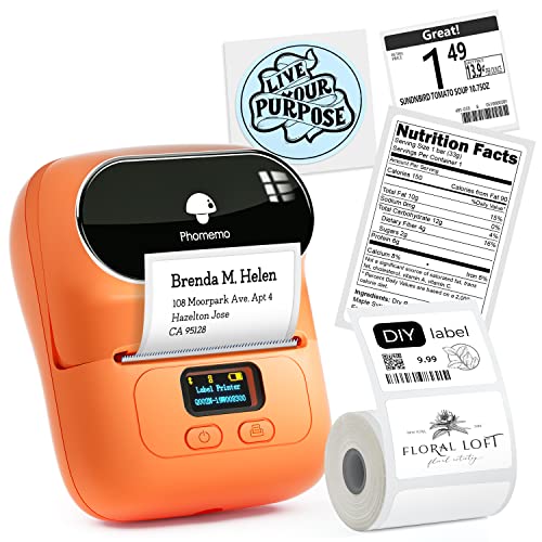 Phomemo M110 Etiquetadora Bluetooth portátil, impressora de etiquetas térmica sem fios para iOS e Android, impressora de código de barras para roupas, jóias, comércio retalhista, casa