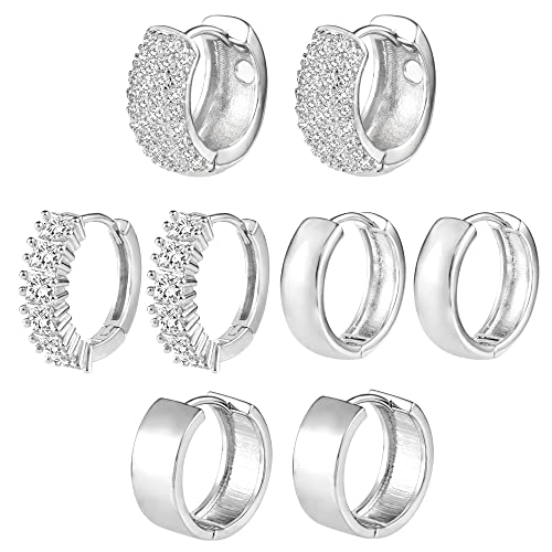 ALEXCRAFT 4/6 Pares Brincos de Aro de Prata 925 banhados a ouro de 14 k para mulher com vários orifícios