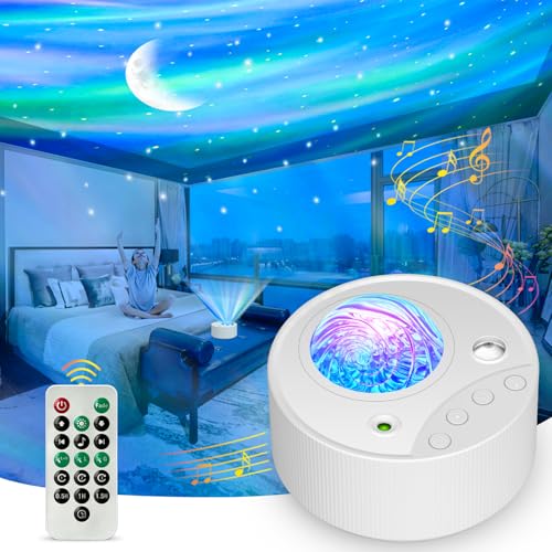 ibell Projetor estrelas, 14 modos projetor galáxia Aurora Boreal, luz noturna infantil com 5 ruído branco, candeeiro de teto infantil, luzes LED decoração do quarto, presentes para crianças e adultos