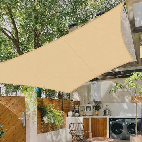 Cool Area Toldo vela de sombra impermeável quadrado, 4 x 4 m, proteção UV, PES para pátio exterior e jardim, terraço-areia