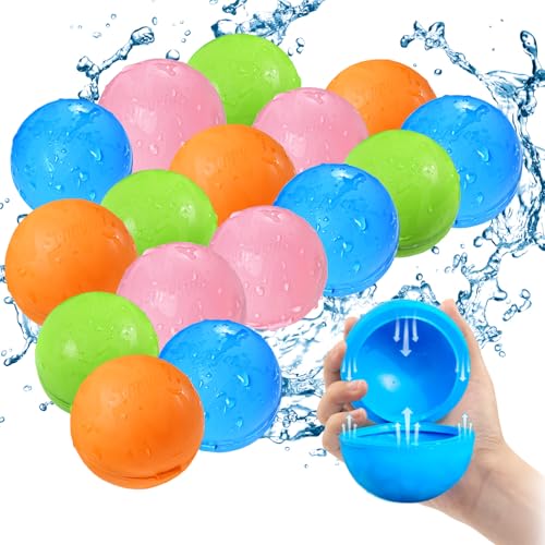 SOPPYCID 16 balões de água reutilizáveis, brinquedos de verão, atividades ao ar livre, brinquedos de piscina e praia para crianças dos 3 aos 12 anos.