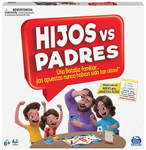 Spin Master Games - Jogo de mesa filhos contra pais: Testes divertidos e perguntas para toda a família, 2-6 jogadores - 6065093 - jogos de tabuleiro crianças 6 anos - presente criança 6 anos +