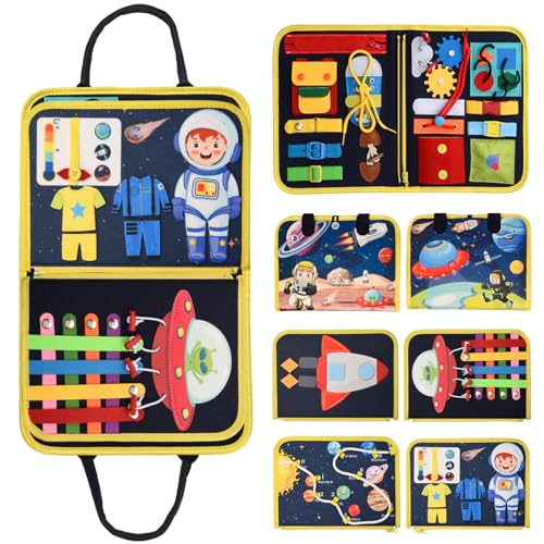 Achiyway Placa de 4 camadas Montessori 1 ano, Busy Board Montessori para crianças 2 3 anos, brinquedos educativos para aprender a vestir e habilidades motoras finas, presente para crianças de 1 a 3