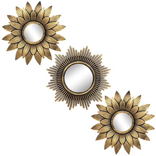 Kelly Miller Pequenos espelhos redondos para decoração de parede conjunto de 3 acessórios para casa para quarto, sala de estar e sala de jantar (BM012)