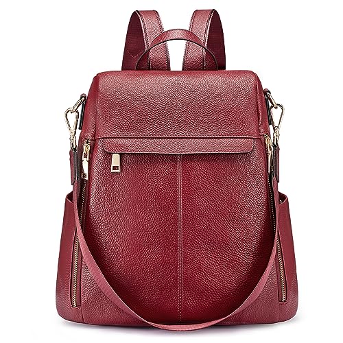 Kattee Mochila anti-roubo para mulher, bolsa de ombro em couro autêntico, bolsas de moda para mulher