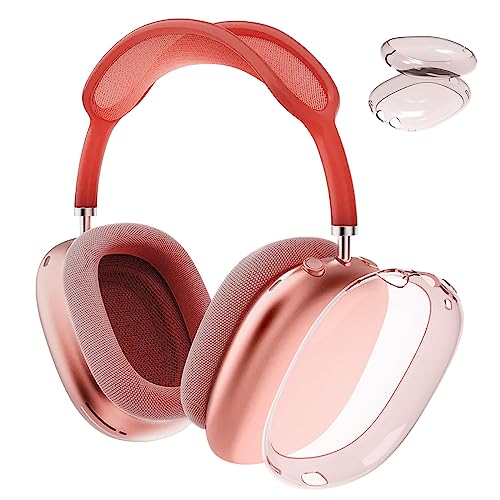Ainiv 2 pacotes capa compatível com Airpods MAX, proteção anti-riscas em TPU suave para Airpods MAX Case, acessórios à prova de impactos para auriculares Airpods MAX rosa (transparente)