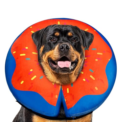 Gimars Coleira Isabelina Inflável XL para cães grandes, contorno de pescoço 45, 7 a 63 cm, coleira para não se lamer, macia e confortável, alternativa de cone de recuperação para cirurgia, laranja