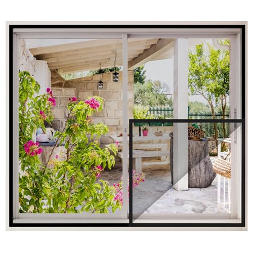 MYCARBON Rede mosquiteira para janela, 1 peça, 80 x 100 cm, instalação fácil sem perfuração, rede mosquiteira para toda janela, sem cortar, preto