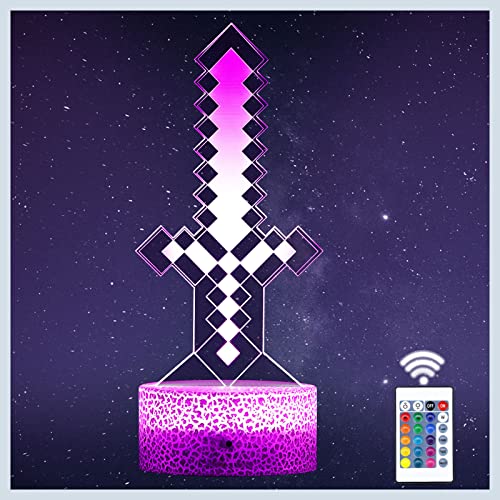 QQAAMZ Meu mundo 3D luz noturna 16 cores controlo remoto Touch LED candeeiro decorativo para quarto de crianças anime Gadget candeeiro de presente de aniversário