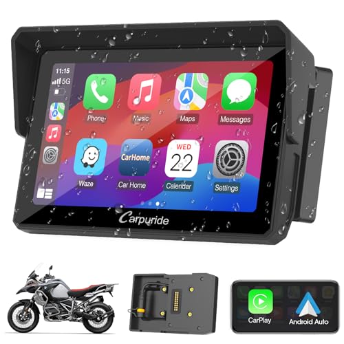 2024 Carpuride W502B ecrã Carplay para BMW motocicleta R1200GS R1250GS S1000XR, ecrã tátil impermeável de 5 polegadas, navegação GPS portátil Carplay/Android para moto, Bluetooth duplo