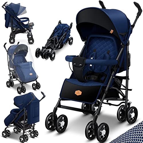 KIDIZ® Carrinho de carrinho de criança dobrável e reclinável, carrinho de passeio dobrável 360° rodas de 6 polegadas Incl. mosquiteiro, cobre pés e cobre chuva dobráveis