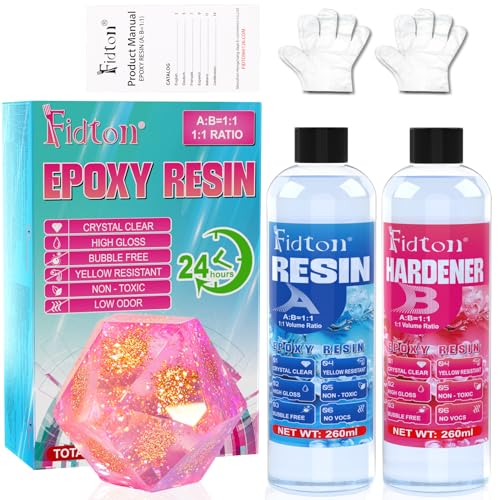 Resina epóxi transparente - Fidton 520 ml kit resina epóxi artesanato, resina epóxi para decorações de casa DIY, resina epóxi para porta-chaves, marca-páginas, fabricação de jóias