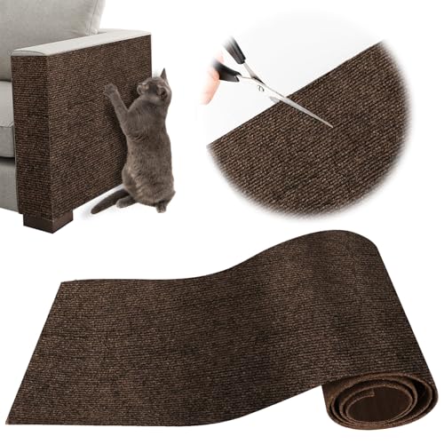 Raspador para gatos, protetor sofá gatos aranho, tapete de raspador para gatos com auto-adesivo, 200 x 40 cm, ideal para sofás, móveis e paredes, protetor de sofá gatos, sisal e carpetecaqui (castanho