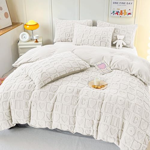 DALINA Edredão de inverno, 240 x 260 cm, borrego, macio e reversível (flanela / sherpa) com almofada, colcha térmica para cama, microfibra de poliéster