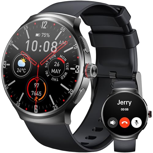 OUKITEL Relógio inteligente homem, Smartwatch homem 1,43 polegadas AMOLED, Smartwatch com chamadas Bluetooth notificações, 100 modos de desporto, impermeável IP68, monitor de sono, para Android iOS