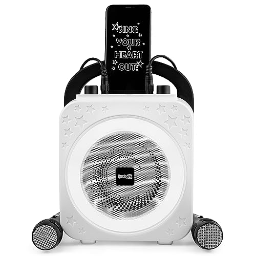 RockJam Ring Bluetooth Karaoke Machine with Two Mics recarregável, sem fios preto