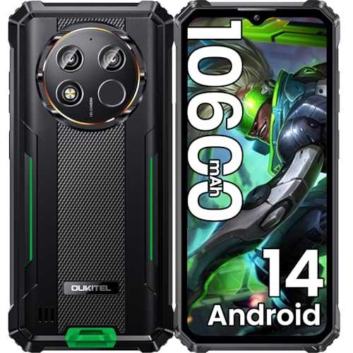 OUKITEL WP28E (2025) Resistente ao telemóvel, 10600 mAh inquebrável Android 14, 16 GB (4 12)+64 GB (TF 1TB) telemóvel todo-o-terreno 6,52" HD Smartphone, câmara 13 MP+ 5 MP, 4G DD ual SIM/OTG. /GPS
