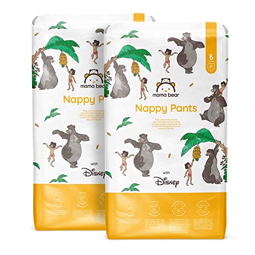 Marca Amazon - Mama Bear - Disney, fraldas cuecas, tamanho 6 (15 kg), branco, 120 unidades (2 pacotes de 60) - pacote mensal