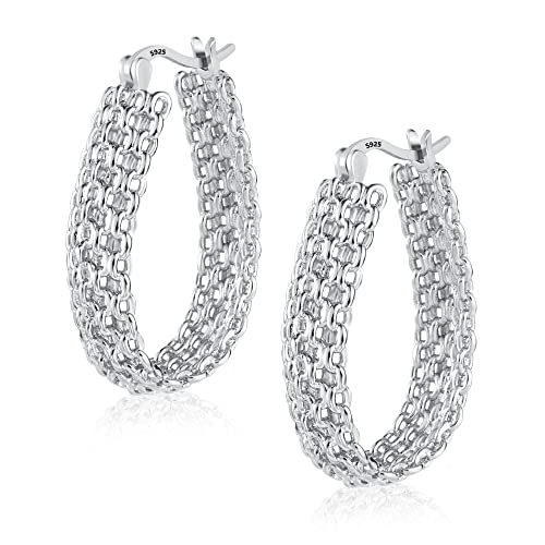 ALEXCRAFT Brincos de argola de prata de lei 925 para mulher, brincos de argola ovais de prata, hipoalergénicos, pequenos em forma de U, para presentes de joalharia