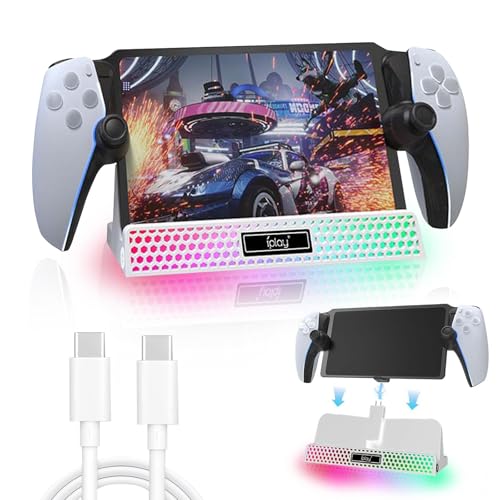 Base de carregamento para PS Portal Remote Player, carregador magnético tipo C para PS Portal, suporte de carregamento portátil com luzes RGB, suporte removível acessórios para PlayStation Portal