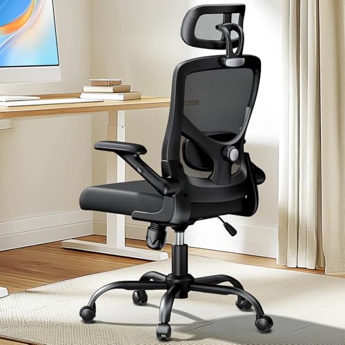 Marsail Cadeira de escritório ergonómica com suporte lombar ajustável, apoios de cabeça e apoios de braços, altura regulável e função basculante