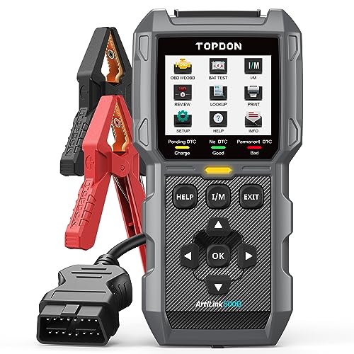 TOPDON ArtiLink500B OBD2 Diagnóstico automóvel verificador de baterias 2 em 1, teste de bateria/início / carregamento, ferramenta de diagnóstico automático multifuncional com função OBD 2 completa