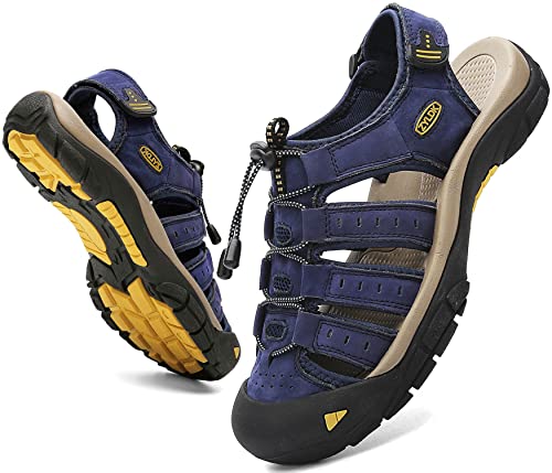 ZYLDK Sandálias de caminhada para homens verão exterior desportivos sapatos Trekking casual sapatos de montanha couro sandálias de praia antiderrapante verão EU38-46
