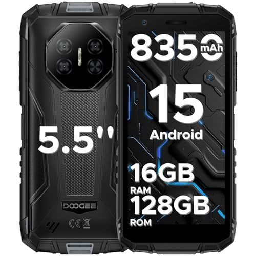 DOOGEE Fire 3 Telemóvel inquebrável Android 15, 5,5" IPS HD+, 8350 mAh, 12 GB +64 GB/2TB TF telemóvel resistente, 13 MP+8MP, Octa Core, NFC/Face ID/GPS/OTG/3,5 mm / Widevine L11111 IP68& IP69/4G Dual