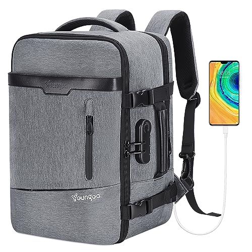 YOUNGOA Mochila viagem cabine avion 40 x 20 x 25 para Ryanair malas de viagem com compartimento para portátil 20 L YG063, Cinza claro, Tamanho único, Casual