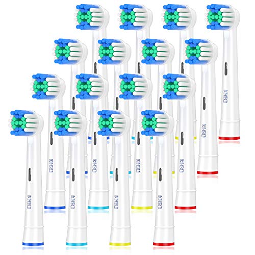KHBD Peças sobresselentes escovas compatível com Braun oral B, cabeças de precisão para escova de dentes elétrica oral B, embalagem de 16 (branco)