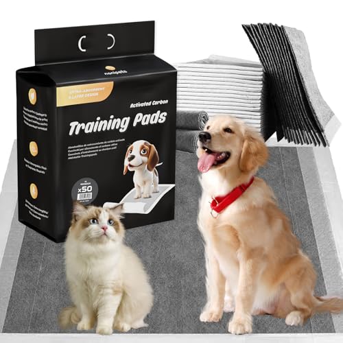 Nanipets® Embaladores de carvão ativado, almofadas de treino super absorventes e à prova de fugas, 45 * 60 cm tapetes hipoalergénicos para animais de estimação grossos extra grandes, 50 unidades
