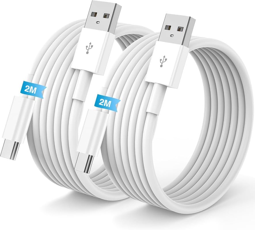 QZVOO Cabo USB C [2 Pack, 2 M+2 M] carregamento rápido tipo C, cabo USB A to USB C Apple original com iPhone 16 Pro Max Plus/15 Pro Max Plus/iPad Pro/Air, Samsung Galaxy S24/S23/S22222/S22222 12