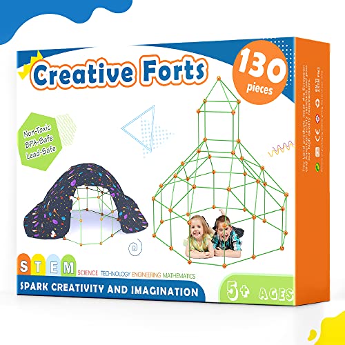 Tiny Land 130 peças kit brinquedos de construção de fortaleza - Creative Fort Toy para meninos e meninas de 5,6,7,8 anos castelos de bricolagem, túneis, loja de jogos