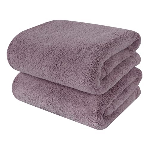 VIVOTE Toalhas de microfibra muito absorventes de água, toalhas de banho macias, toalhas de banho de microfibra de secagem rápida, absorventes, 40 x 76 cm, 2 unidades, lilás