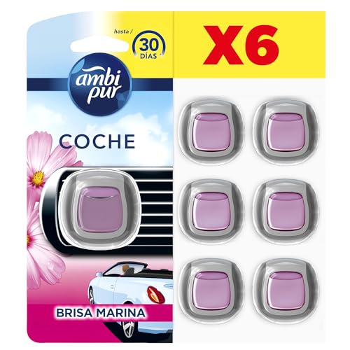 Ambi Pur Car oceano difusor e fragrância para ambientador de clipe para carro 2 ml 6 unidades, elimina odores no carro