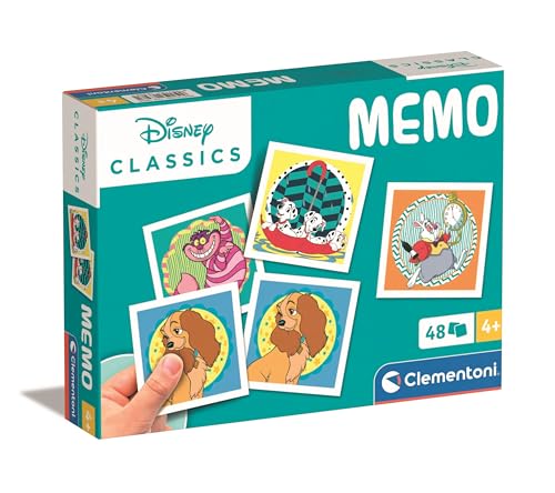 Clementoni - Mémo Disney Classic Pocket - jogo educativo que inclui 48 fichas para combinar com os seus personagens favoritos, brinquedo para crianças dos 4 aos 6 anos, Made In Italy, 18308