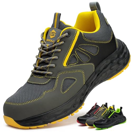 Sapatos de segurança para homem mulher sapatilhas trabalho biqueira de plástico leve calçado de segurança confortável respiráveis