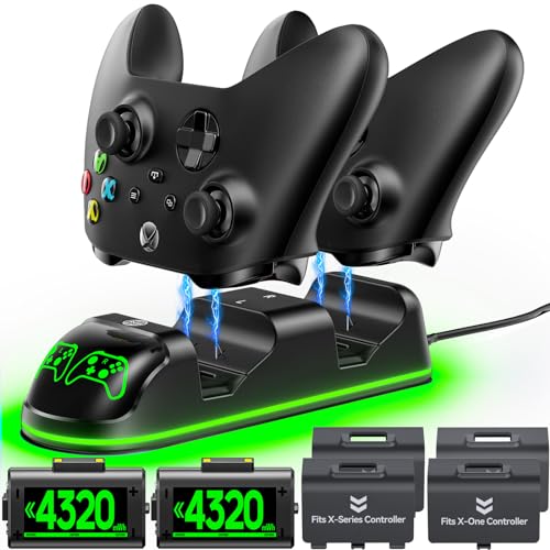 OIVO Carregador comando Xbox com 2 x 4320 mWh bateria comando Xbox para Xbox One/Series X/S, bateria comando Xbox X para comando X Box Series X/S/One, preto